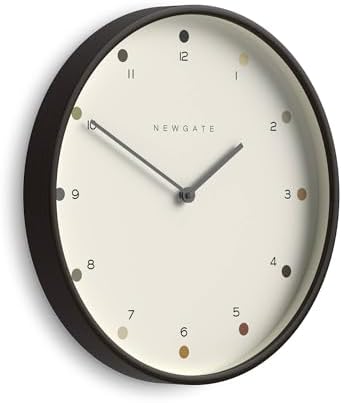 NEWGATE® Mr Clarke wall Clock | Large Scandi Inspired Plywood Clock | 16" | Dark Wood case with Designer dot dial | Modern Minimalist Design for Kitchen, Living Room or Office by NEWGATE