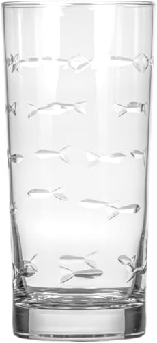 Rolf Glass School of Fish Highball Glass | Set of 2 15oz Cooler Glasses | Lead-Free Engraved Glass with Heavy Base | Proudly Made in the USA - Image 3