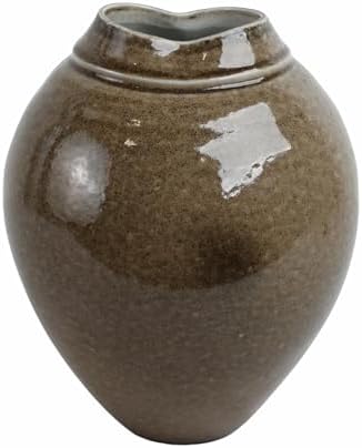 Glazed Oval Vase for Living Room Decor - Modern Stoneware Porcelain Flower Vase for Home, Bedroom, House or Office Table Accents - Timeless Accent Display for Study Room Decor - 11", Brown - Image 6