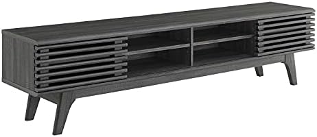 Modway Render Mid-Century Modern Low Profile 70 Inch Media Console TV Stand in Charcoal, 70" by Modway