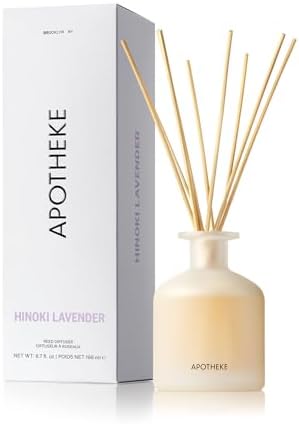 Apotheke Scented Reed Diffuser for Home, Hinoki Lavender, 10 Reed Sticks by Unknown