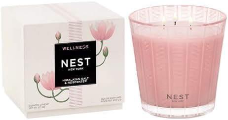 NEST New York Scented 3-Wick Candle, Himalayan Salt & Rosewater - 21.2 oz - Up to 100-Hour Burn Time - Reusable Glass Vessel by Unknown