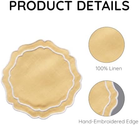 Linen Coasters for Drinks Set of 6, Butter - Image 4