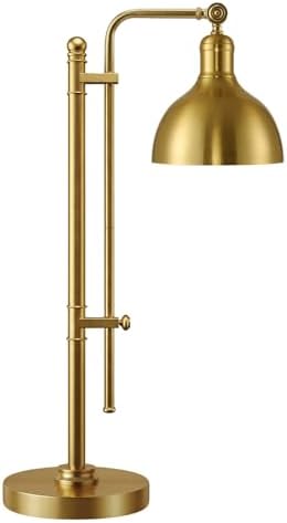 PARTPHONER Industrial Adjustable Desk Lamp for Home Office, Farmhouse Table lamp 29''-38'', Rustic Metal Task Desk Lamp in Brushed Gold Finish, Vintage Reading Lamp for Study Room，Gold by PARTPHONER