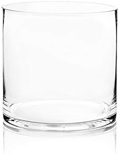 WGV Cylinder Vase, Width 8", Height 8", Clear Wide Large Diameter Flower Glassware, Floral Container, Planter Terrarium for Wedding Party Event, Home Accent Decor, 1 Piece by WGVInternational-OpusGlassware