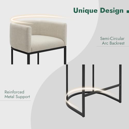 Counter Height Bar Stools, 24 Inch Seat Height Barstools for Dining Room, Fabric Upholstered Bar Chair for Kitchen Island, Linen Counter Stools with Metal Legs, Beige - Image 5