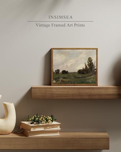 InSimSea Framed Canvas Wall Art, Vintage Landscape Art for Living Room Hallway Shelf, 10x8in, Impressionist French Countryside Painting, Rustic Farmhouse Cozy Mid Century Small Nature Decor - Image 2