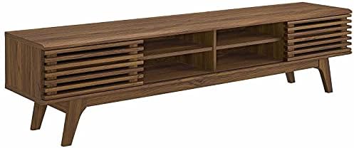 Modway Render 70" Mid-Century Modern Low Profile Media Console Entertainment TV Stand in Walnut Walnut by Modway