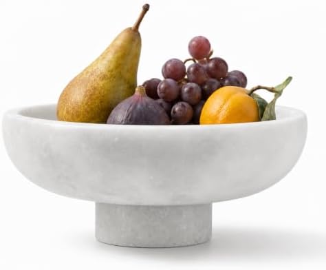 Koville Marble Pedestal Bowl, 7.4" Decorative Stone Bowl for Key Jewelry Entryway Table Catch alls, Aesthetic Modern Fruit Bowl for Kitchen Counter Home Coffee Table Decor Centerpiece(Grigio Fantasy) by Koville