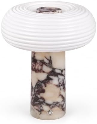 Nebula Marble Cordless Table Lamp, Rechargeable Lamp with 5200mAh Battery, 3- Way Dimmable, Genuine Calacatta Viola Marble Base, Ribbed Glass Shade, for Bedroom Living Room Office by FOLUX