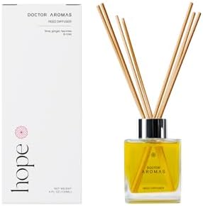 Doctor Aromas Premium Reed Diffuser Diffuser Glass Jar Set Elegant Scent for Home, Room or Bathroom and Fresh Air Scent Lasting Home Fragrance Over 90 Days (Pack of 1, Hope) by DOCTORAROMAS