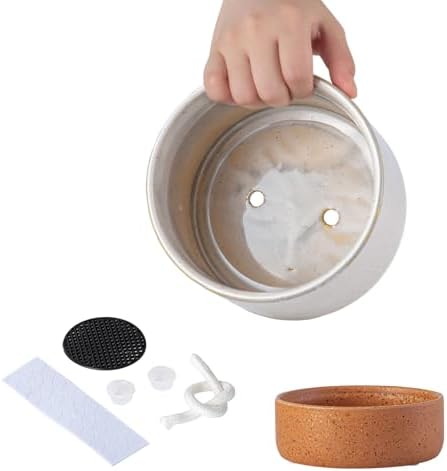6 Inch Ceramic Self Watering Planter with Drainage Hole, Grey - Image 4