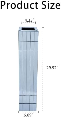36.02" Tall Floor Vase for Living Room, Octagonal Mirror Vase & Glass Silver Floor Vases for Artificial Plants and Pampas Grass, Easy Assembly (29.92", Square) - Image 2