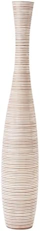 Leewadee Decorative Tall Floor Vase for Living Room Decor, 34 inches, White Wash, Resin - Image 3