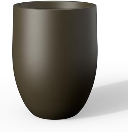 Kante Large Round Bullet Dark BRN Concrete Planter 21.7" Tall, Outdoor by Unknown