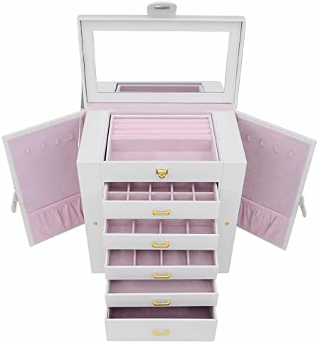 AKOZLIN 6-Tier Jewelry Box Organizer 5 Drawers Storage Extra Large White - Image 6