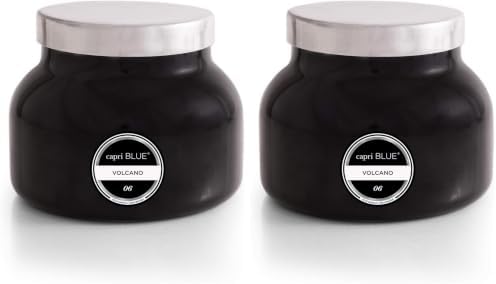 Capri Blue Volcano Scented, Luxury Glass Jar Candles for Home with Tropical Fruit & Sugared Citrus, Soy Wax Blend, Black Color (19 Oz) (Pack of 2) by Unknown
