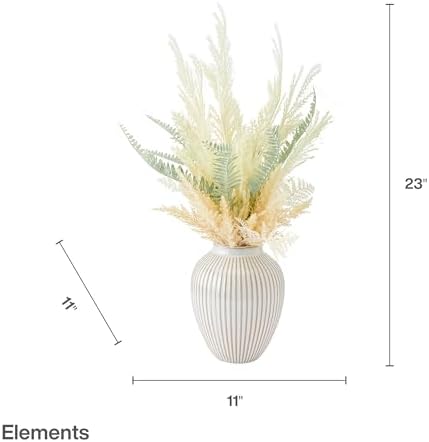 Elements Artificial Floral Greenery Arrangement in White Ceramic Vase, Faux Dry Botanical Decor, Polysilk Branches, 23 Inches Tall - Home Decor for Shelf, Table, or Room Decor - Image 2