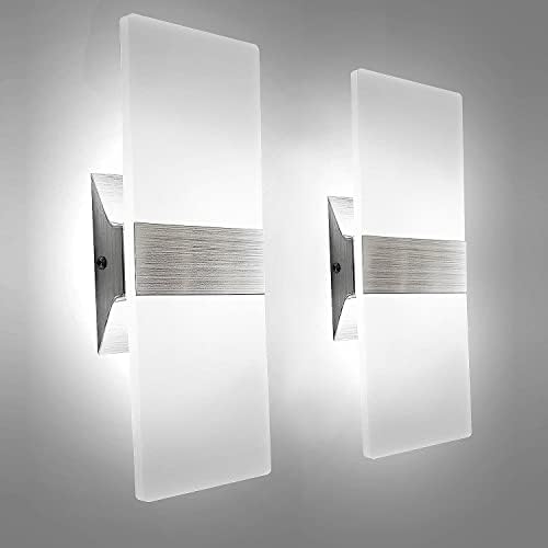 KICAAO Modern Wall Sconces Set of Two, Led Wall Light 10w, 6000k White Light Up Downlight, Hardwired Acrylic Wall Light Lighting, Suitable for Living Room Corridor Bedside (Cool White 6000K 2Pack) by KICAAO