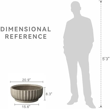 Kante Large Round Shallow Weathered Concrete Planter 20.9" Dia, Outdoor - Image 7