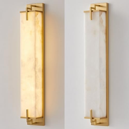 Modern Marble Wall Sconce Natural Alabaster Sconce, 31.5in Gold - Image 4