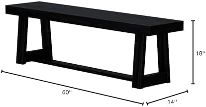 Plank+Beam Classic Dining Bench, 60 Inch, Black Wirebrush - Image 2