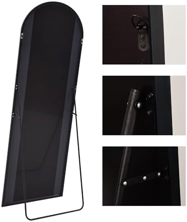 KOMCOTE Full Length Floor Mirror - 77x38 Inches Oversized Arched Black Mirror for Bedroom, Living Room, Dressing Room - Elegant Freestanding & Leaner Mirror for Home Decor - Image 7