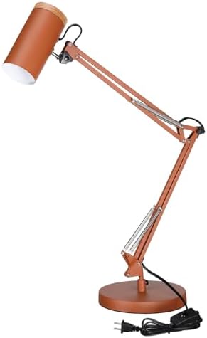 TORCHSTAR Tall Swing Arm Desk Lamp with Wooden Accent, Large Size, Orange by TORCHSTAR