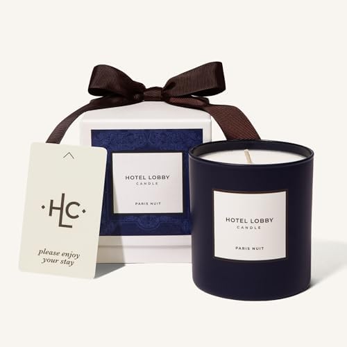 Hotel Lobby Paris Nuit Candle – Luxury Hand-Poured 9.75oz 100% Soy Wax with Black Musk, Wood, Rum, Mahogany, and Tobacco – Paraffin-Free, Infused with Essential Oils, 65-Hour Clean Non-Toxic Burn by HotelLobbyCandle