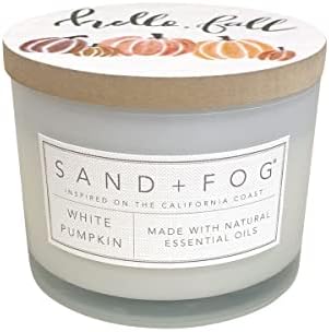 Sand + Fog Scented Candle - White Pumpkin – Additional Scents and Sizes – 100% Cotton Lead-Free Wick - Luxury Air Freshening Jar Candles - Perfect Home Decor – 12oz by SandFogHome