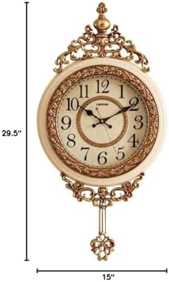 SHISEDECO 29.5" Large Vintage Antique Grandfather Pendulum WallClock,Yellow - Image 5
