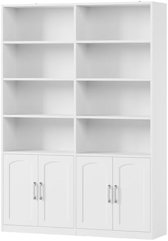 FACBOTALL Bookshelf and Bookcase with Doors, Double Wide Large Bookshelves - Image 7
