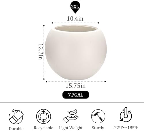 Large Round Planter,Planters for Indoor Plants & Outdoor,Durable Plastic Material Sphere Planter with Drainage Hole & Rubber Plug Weather Resistant,Plant Pot - Image 2