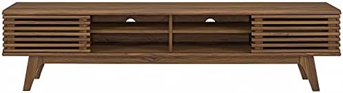 Modway Render 70" Mid-Century Modern Low Profile Media Console Entertainment TV Stand in Walnut Walnut - Image 5
