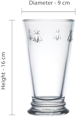 La Rochere, Set of 6, Tall Drinking Glasses (6.3" Tall - High Ball), 15.6 Oz Each, Napoleonic Bee Pattern - Image 3