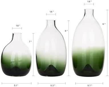 CONVIVA Modern Green Glass Flower Vase Set, 3 Sizes 11" 9" 7" Height - Image 6