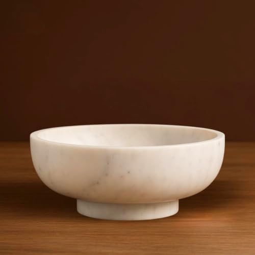 SWADESHI BLESSINGS HandCrafted Marble Decorative Bowl for Home Decor, 10.5" by SwadeshiBlessings
