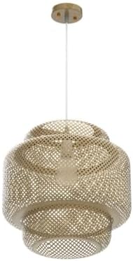 Bamboo Pendant Light - Boho Basket Chandelier Handmade Woven Pendant Light, Natural Wicker Rattan Hanging Chandelier for Kitchen Island Dining Room Living Room Porch - Image 4