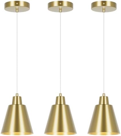 Black Pendant Light Kitchen Island, Hanging Kitchen Lights, 3-Pack by Aoceley