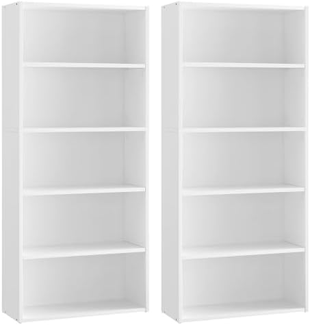 VASAGLE Set of 2 Bookshelves, 5-Tier Open, 23.6 Inches Wide by VASAGLEbySONGMICSHOME