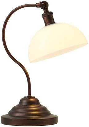 Cordless Table Lamp, Battery Operated Vintage Desk Light, Bronze & White by KARTOOSH