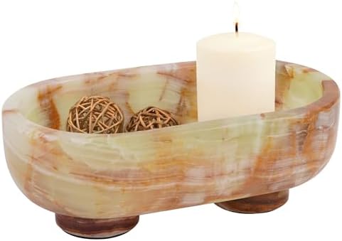 Radicaln Marble Oval Bowl with Stand 10" Decorative Bowl for Table Decor by RADICALn