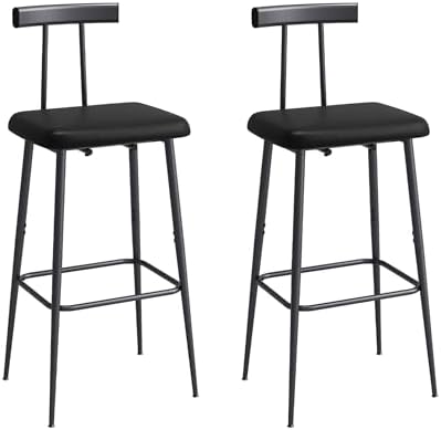 Black Bar Stool Set of 2,Tall Meta Black Barstools,Counter Bar Height Stool - Image 6