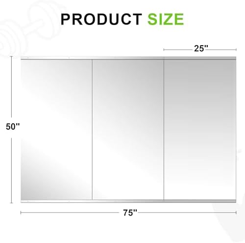 FICTOR Home Gym Mirror for Wall, 50"x25"x3 PCS Workout Mirrors for Home Gym - Image 2