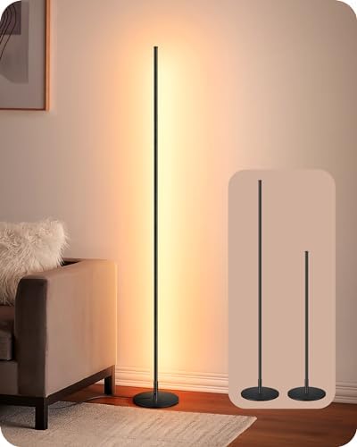 EDISHINE 59.84" LED Corner Floor Lamp, 3000K & Stepless Dimmable, Black by EDISHINE