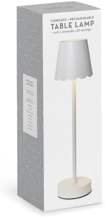 Two's Company Scalloped Edge Shade LED Cordless Table Lamp, 14.5-Inch, White - Image 5