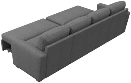 HONBAY Modular Sectional Sleeper Sofa Bed, with Pull Out Bed, Linen Convertible Sectional Couches for Living Room - Dark Grey - Image 6