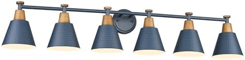 FEMILA Vintage Bathroom Light Fixtures, 45.3" Vanity Lighting Fixtures Over Mirror, 6 Light Vanity Light, Blue Finish, 4FG59B-6W Blue by FEMILA