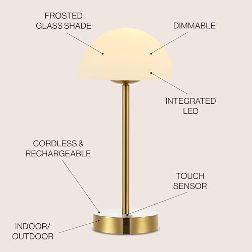 JONATHAN Y Xavier 12.5" Metal Cordless LED Table Lamp, Brass Gold - Image 3