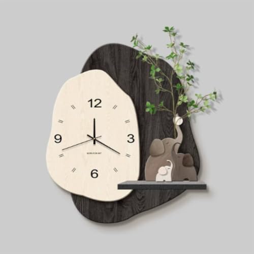 Modern 3D LED Wall Art Decor Silent Clock &Artificial Plant,Crystal Texture by Unknown